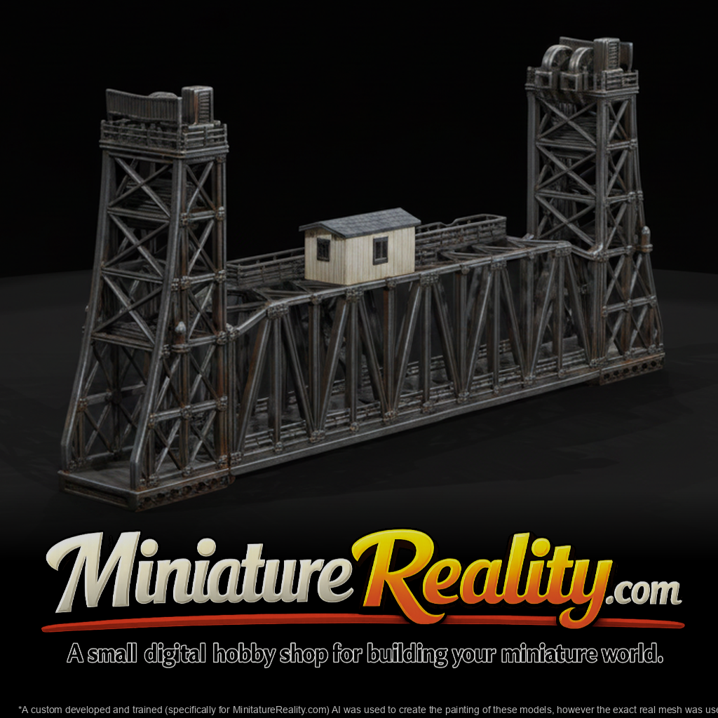 Railroad Lift Bridge miniature, three-quarter view