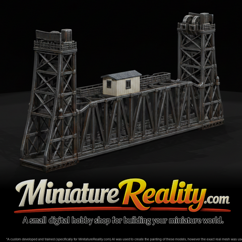 Railroad Lift Bridge miniature, three-quarter view