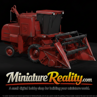 Red Combine Harvester miniature, three-quarter view — thumbnail 1