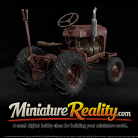 Red Garden Tractor miniature, three-quarter view — thumbnail 1
