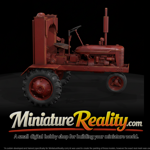 Red High Clearance Tractor miniature, three-quarter view