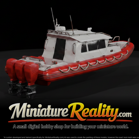 Rigid Inflatable Cabin Boat miniature, three-quarter view