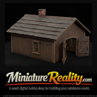 Rustic Blacksmith Shop miniature, three-quarter view — thumbnail 1