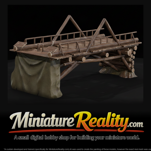 Rustic Log Bridge miniature, three-quarter view
