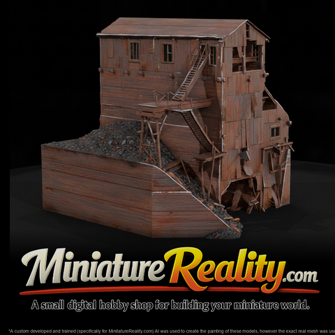 Rusty Mine Mill miniature, three-quarter view