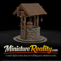 Stone Well with Roof miniature, three-quarter view — thumbnail 1
