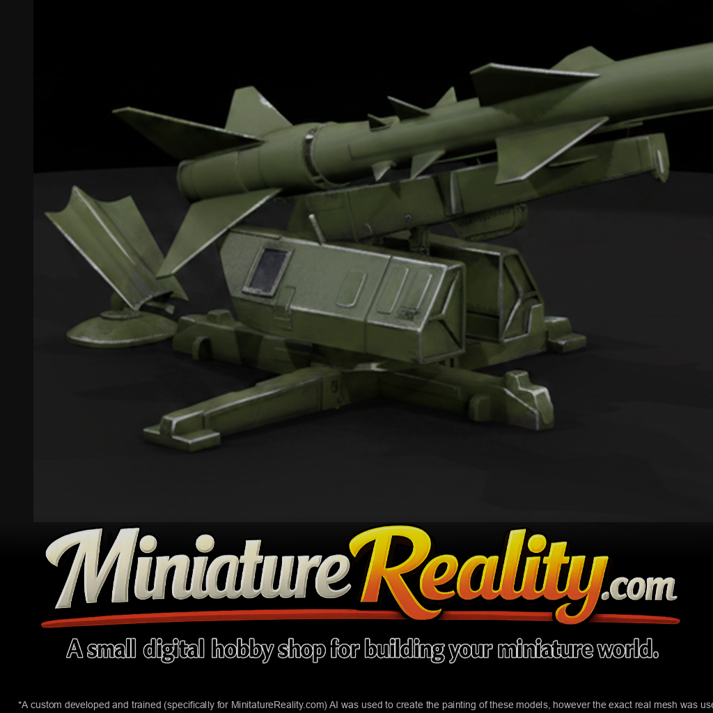 Surface to Air Missile Launcher miniature, three-quarter view