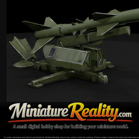 Surface to Air Missile Launcher miniature, three-quarter view