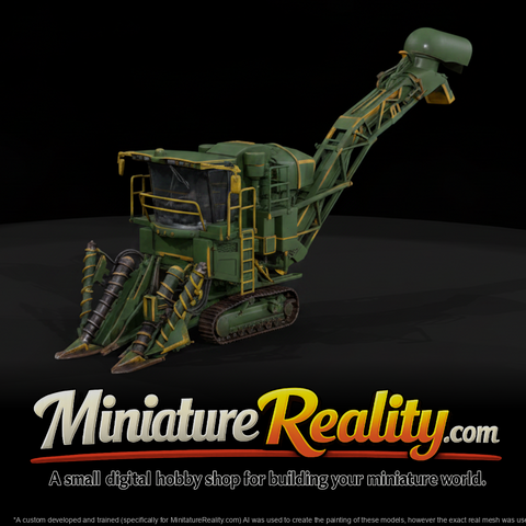 Tracked Sugarcane Harvester miniature, three-quarter view