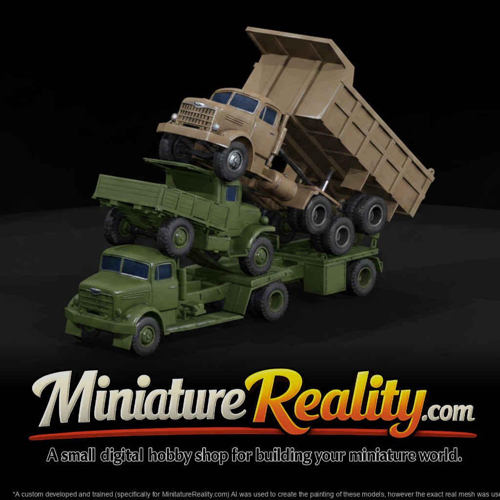 Trucks Transporting Trucks miniature, three-quarter view