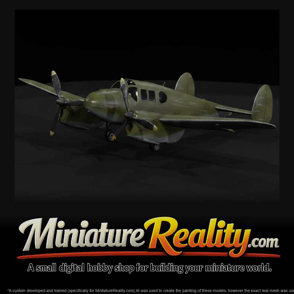 Twin Engine Propeller Plane miniature, three-quarter view