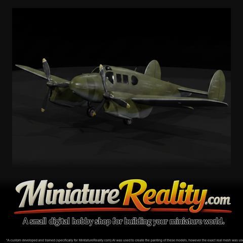 Twin Engine Propeller Plane miniature, three-quarter view