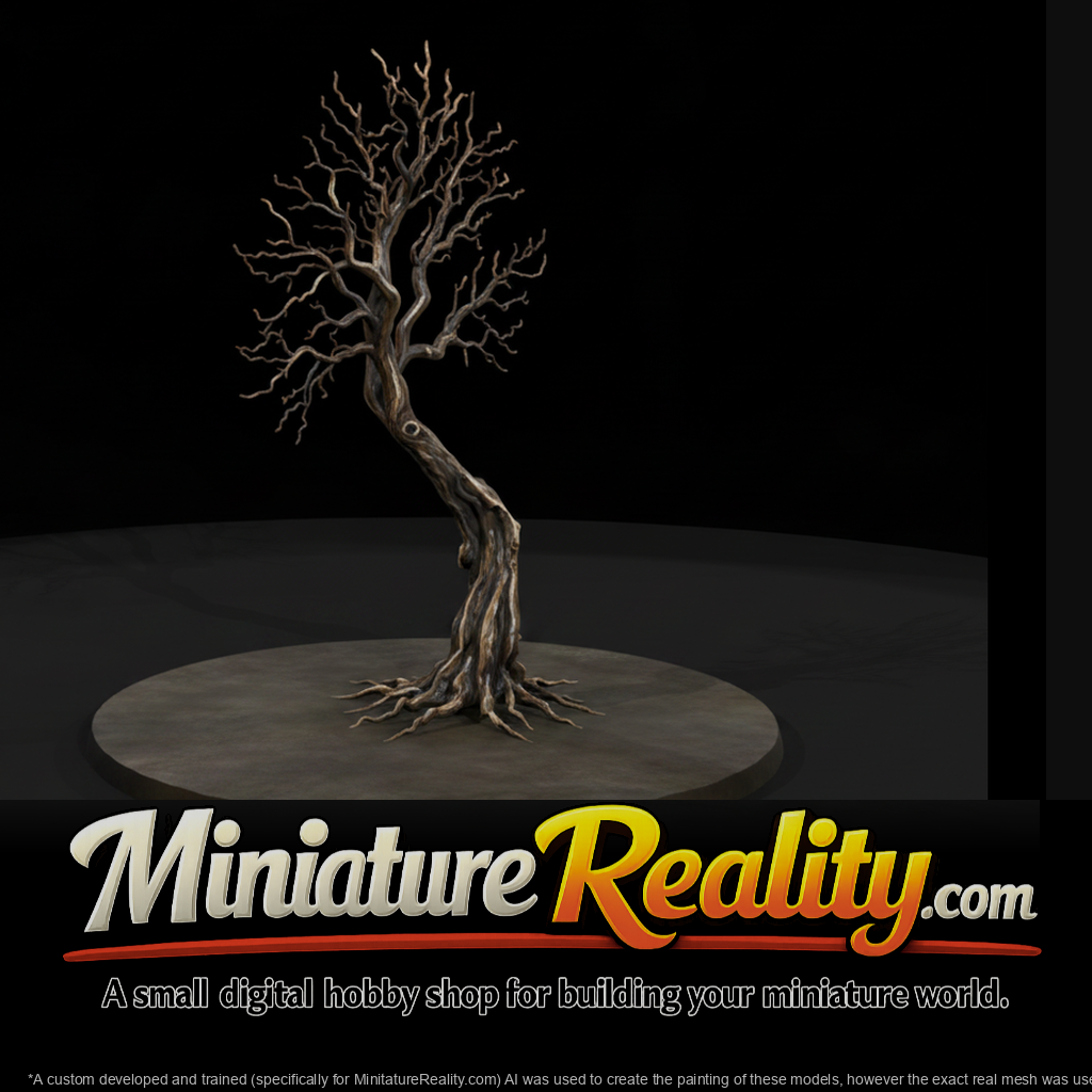 Twisted Bare Tree Drawing miniature, three-quarter view