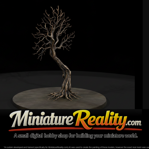 Twisted Bare Tree Drawing miniature, three-quarter view