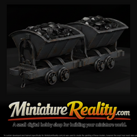 Two Mine Carts with Rocks miniature, three-quarter view — thumbnail 1