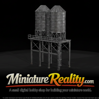 Two Railroad Grain Silos miniature, three-quarter view — thumbnail 1