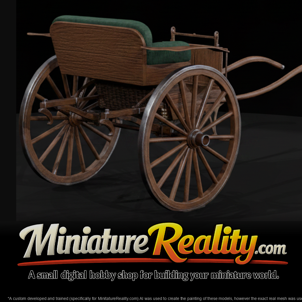 Two Wheeled Horse Carriage miniature, three-quarter view