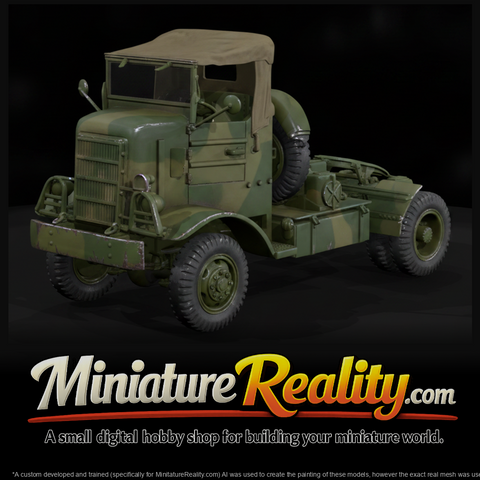 Weathered Military Tractor Truck miniature, three-quarter view