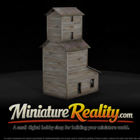 Weathered Wood Grain Elevator miniature, three-quarter view — thumbnail 1