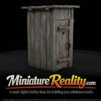 Weathered Wooden Outhouse miniature, three-quarter view — thumbnail 1