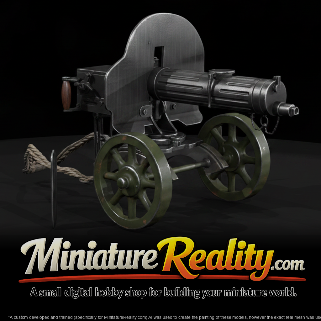 Wheeled Machine Gun miniature, three-quarter view