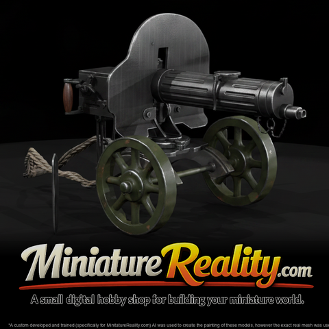 Wheeled Machine Gun miniature, three-quarter view