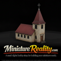 White Church Red Roof miniature, three-quarter view — thumbnail 1