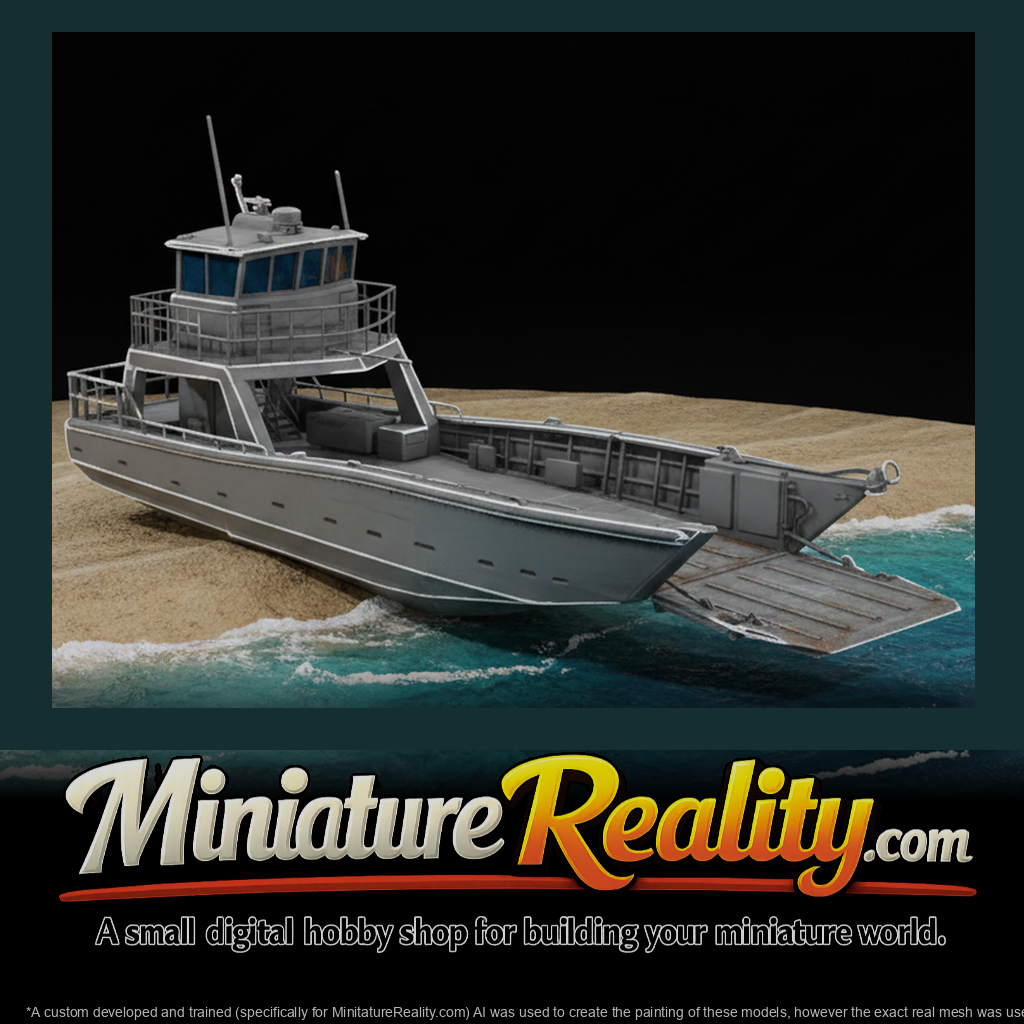 White Landing Craft Beach miniature, three-quarter view