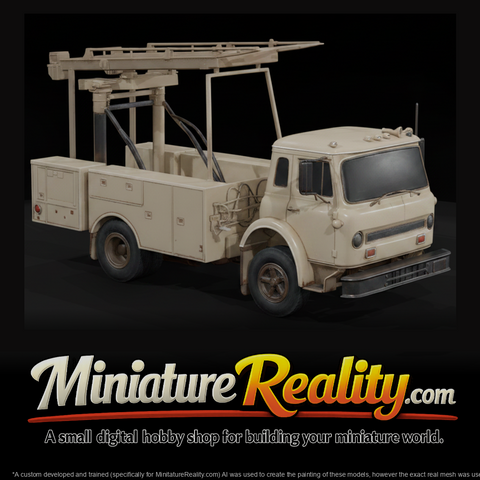 White Platform Service Truck miniature, three-quarter view