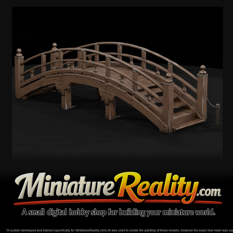 Wooden Arched Bridge miniature, three-quarter view