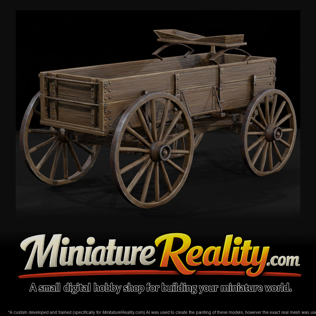 Wooden Farm Wagon miniature, three-quarter view