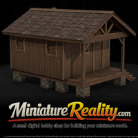 Wooden Forest Cabin miniature, three-quarter view — thumbnail 1
