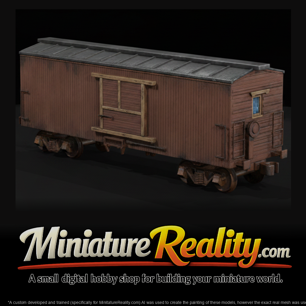 Wooden Model Boxcar, three-quarter view