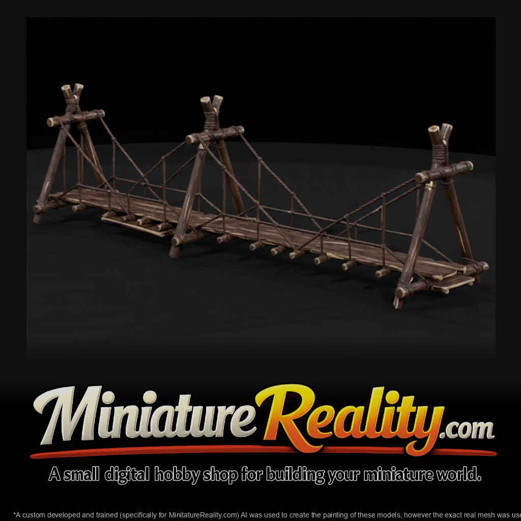Wooden Suspension Footbridge miniature, three-quarter view