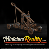 Wooden Trebuchet miniature, three-quarter view — thumbnail 1