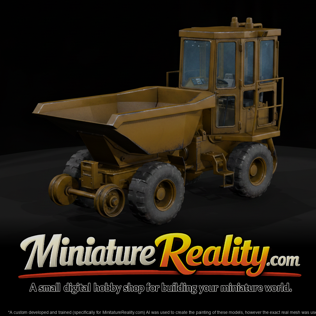 Yellow Construction Dump Truck miniature, three-quarter view