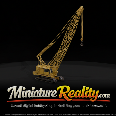 Yellow Crawler Crane miniature, three-quarter view