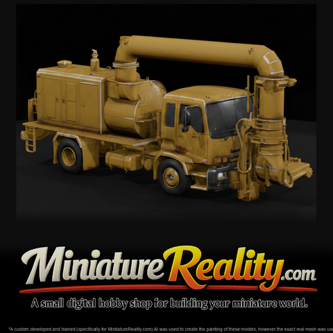 Yellow Industrial Vacuum Truck miniature, three-quarter view