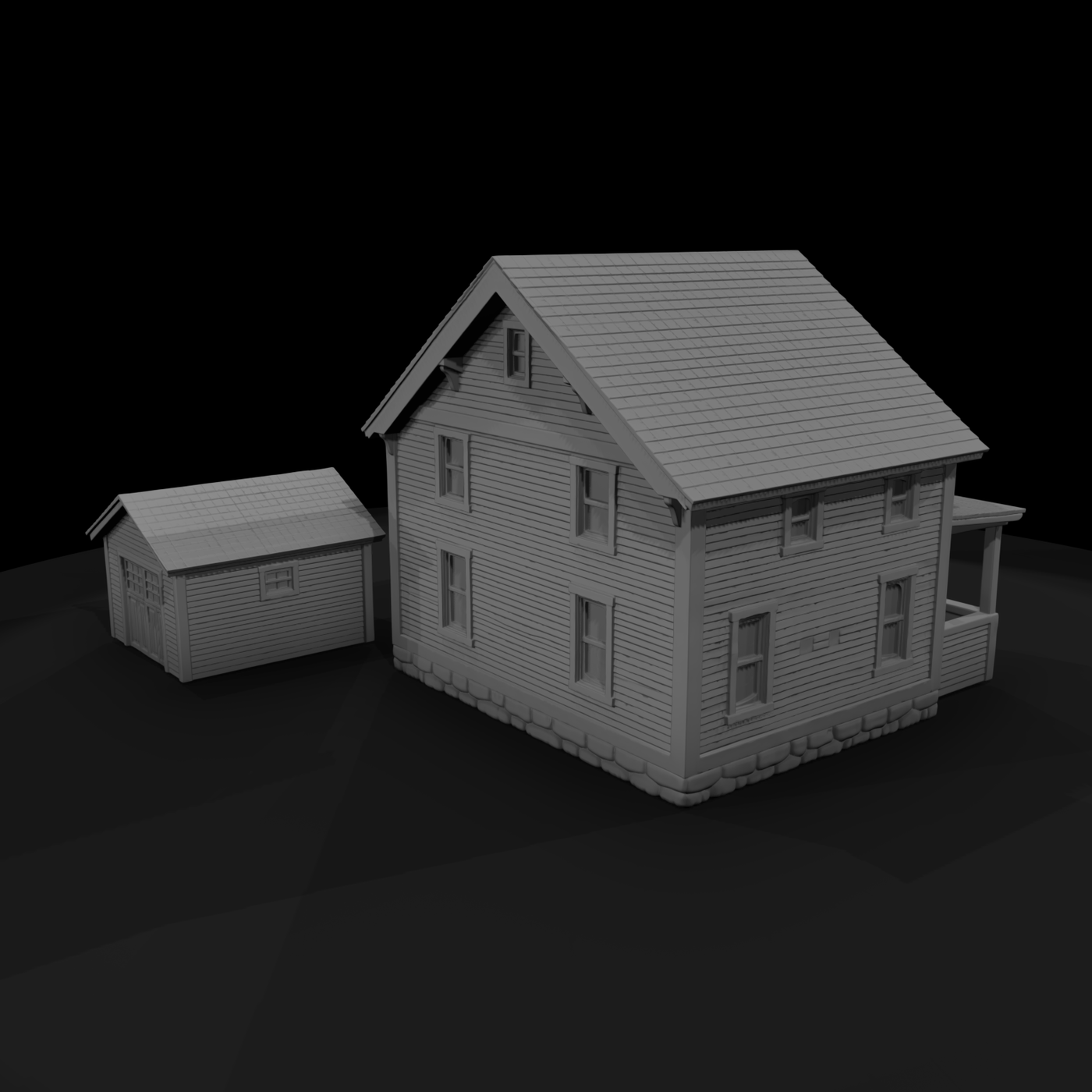 Suburban Two-Story House with Garage
