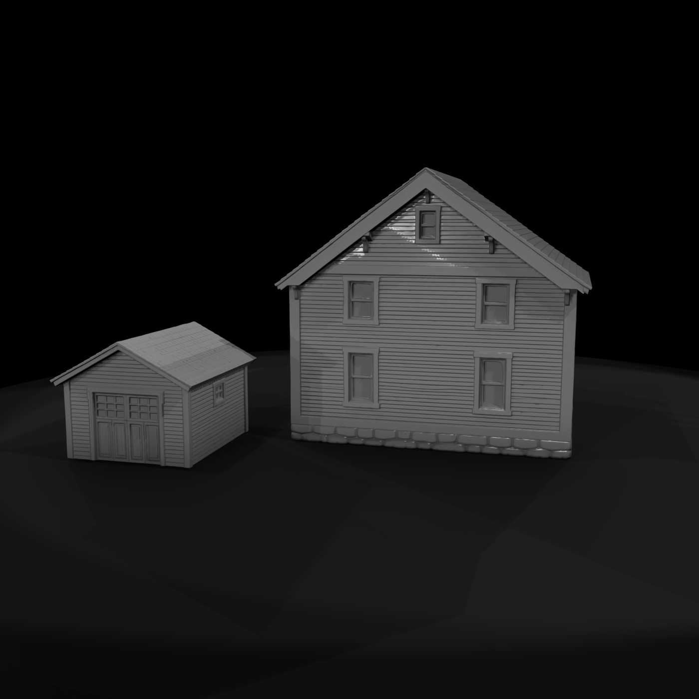 Suburban Two-Story House with Garage