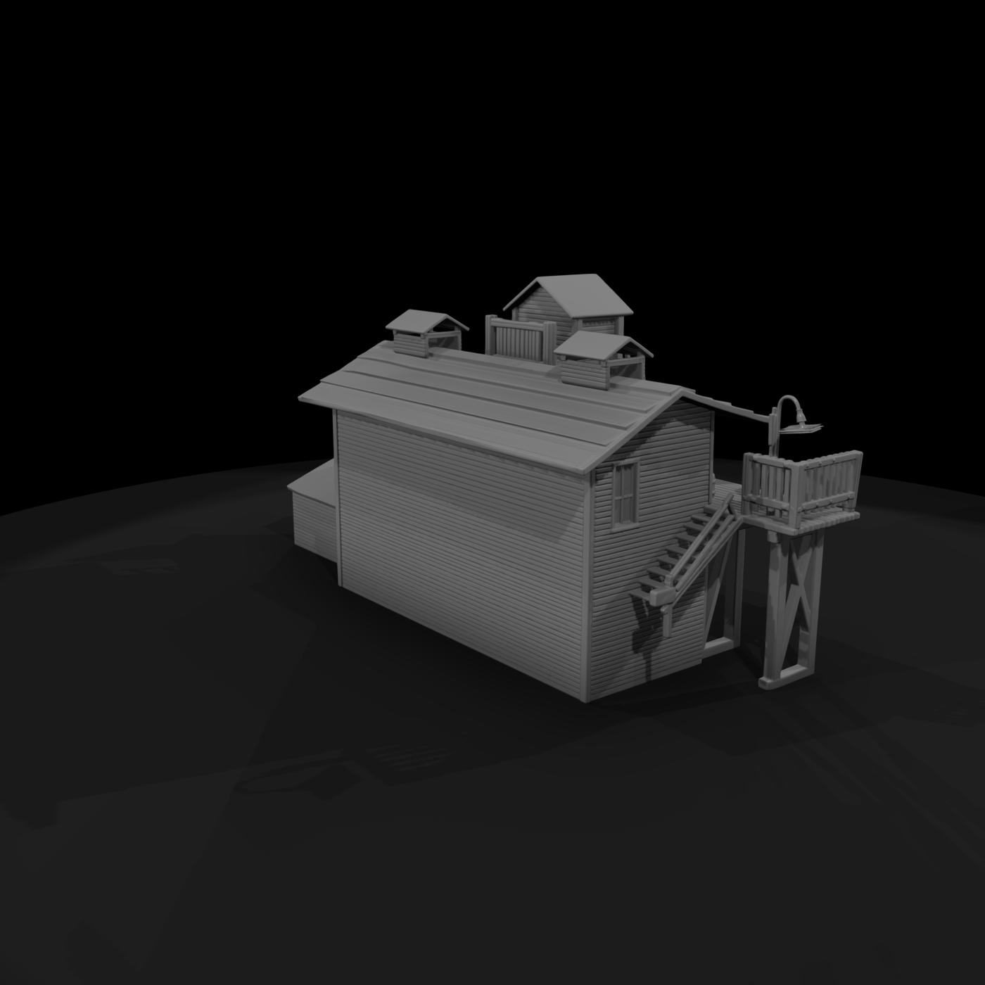 Elevated Industrial Platform with Small Building