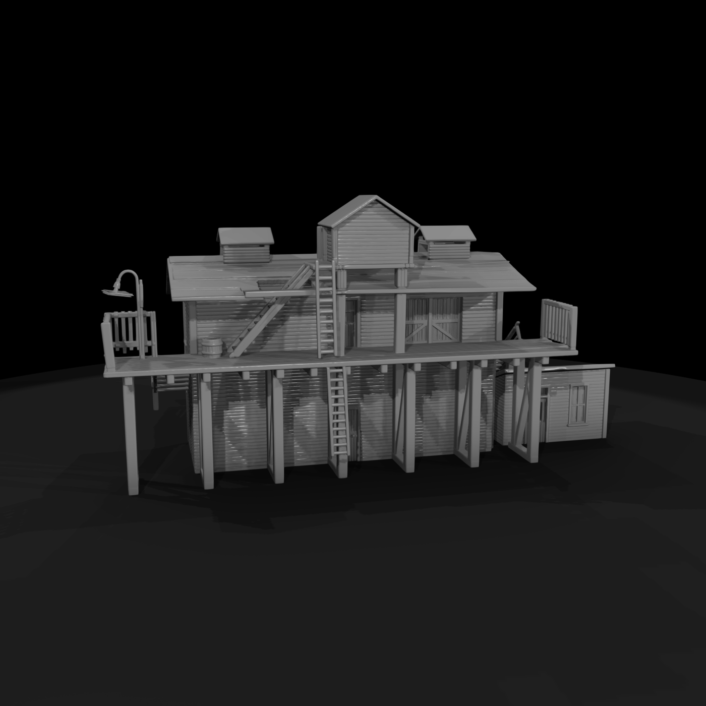 Elevated Industrial Platform with Small Building