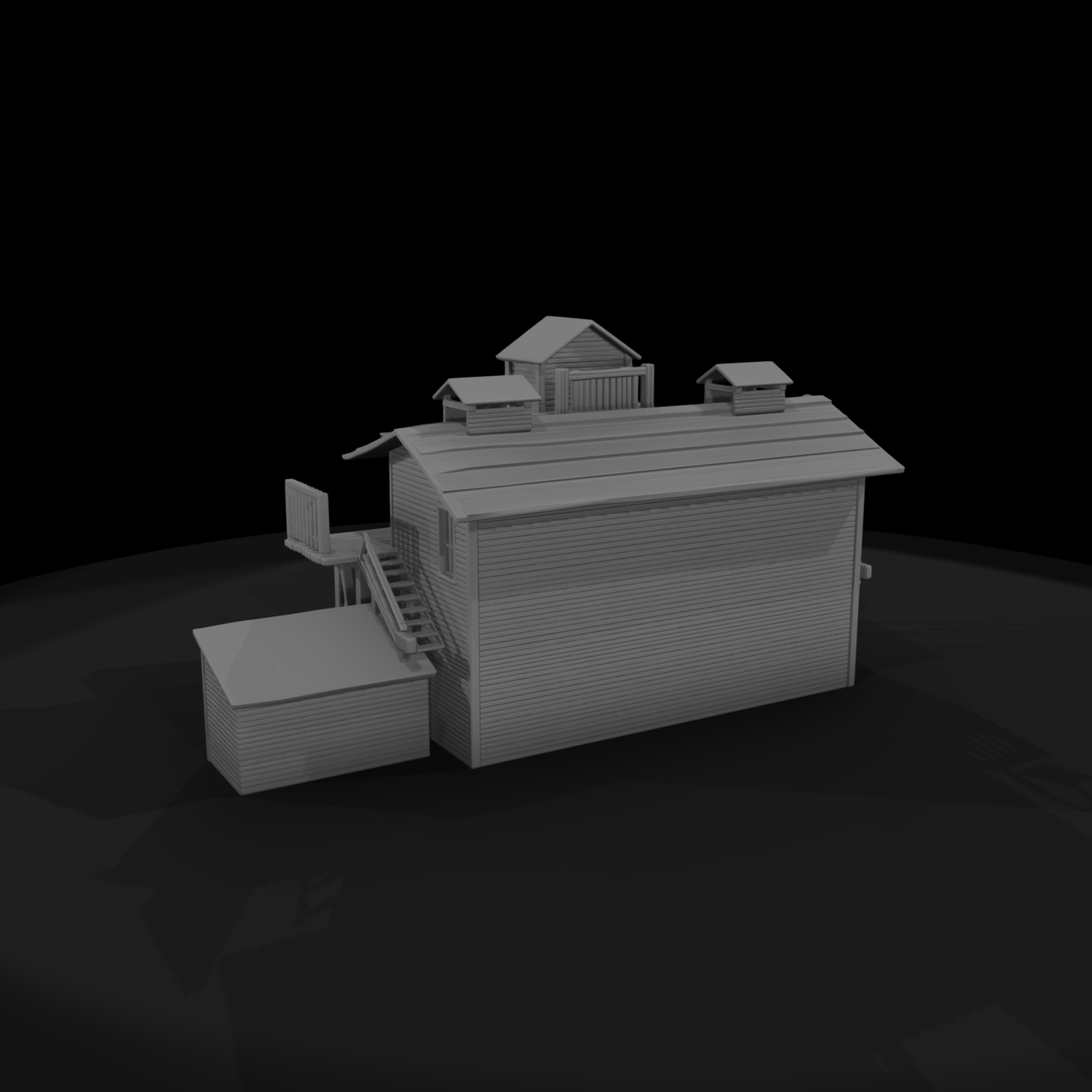 Elevated Industrial Platform with Small Building