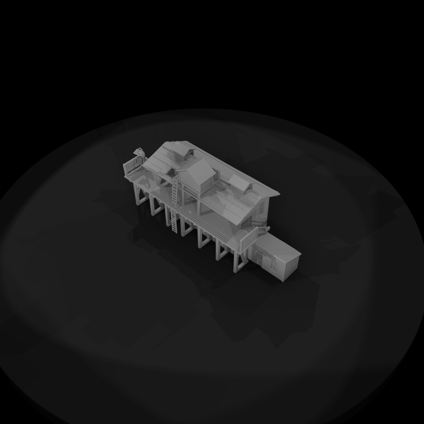 Elevated Industrial Platform with Small Building