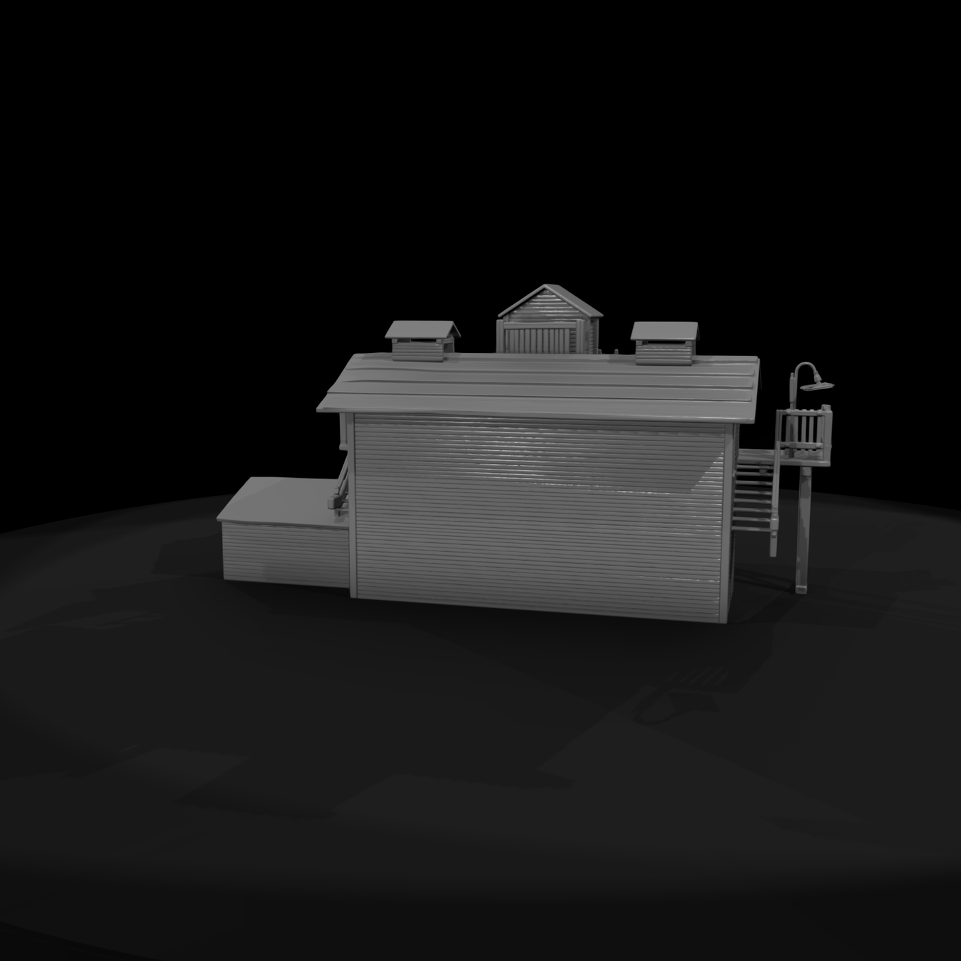 Elevated Industrial Platform with Small Building
