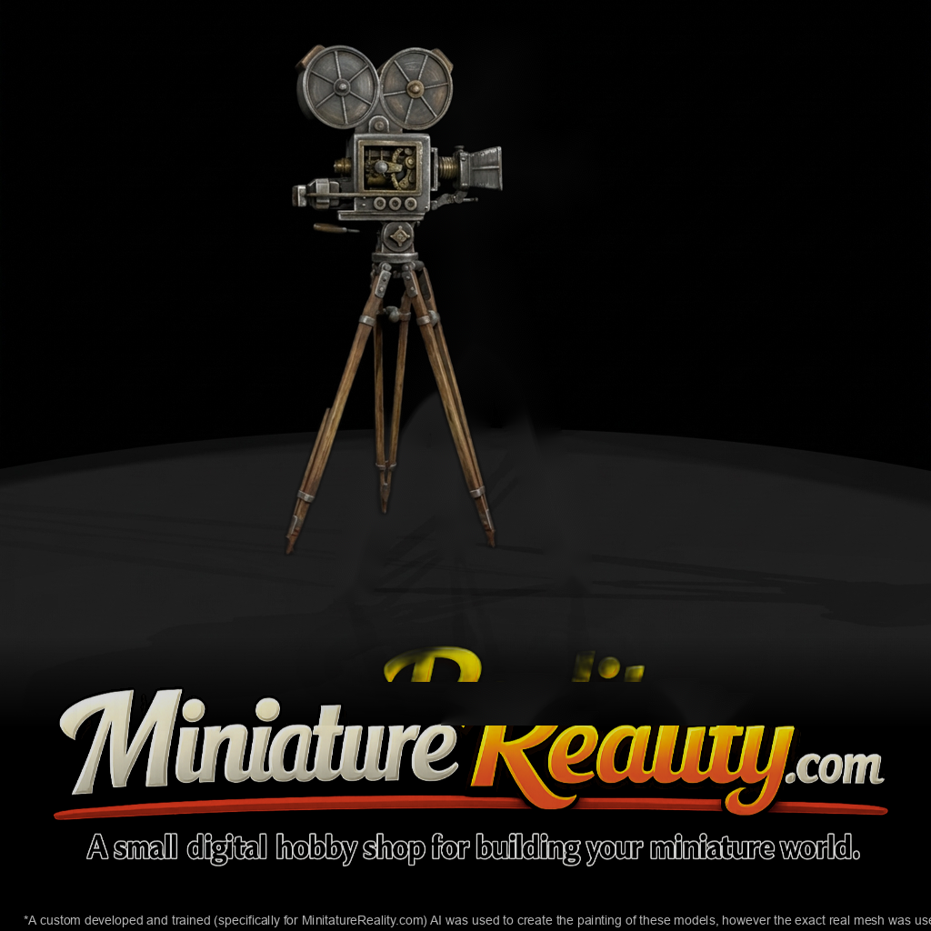 Vintage Dual-Reel Film Camera on Wooden Tripod