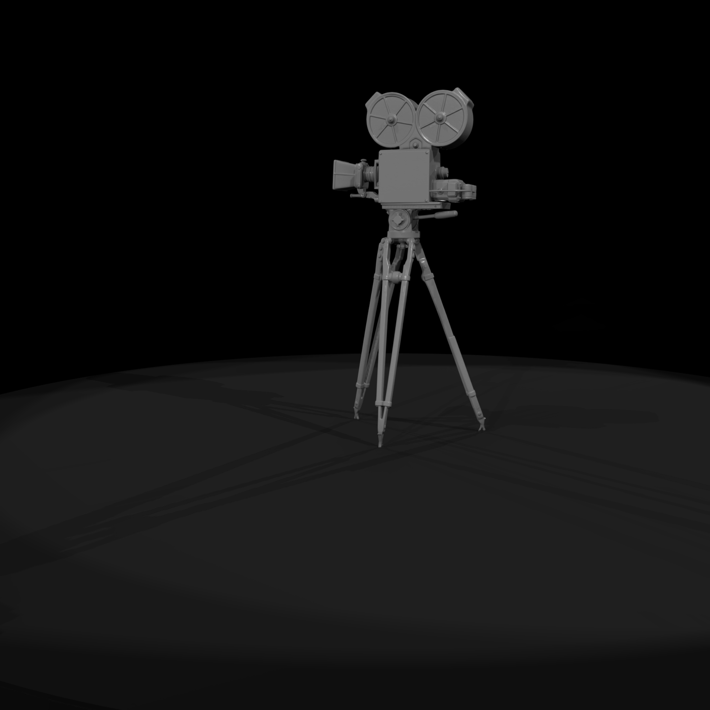 Vintage Dual-Reel Film Camera on Wooden Tripod