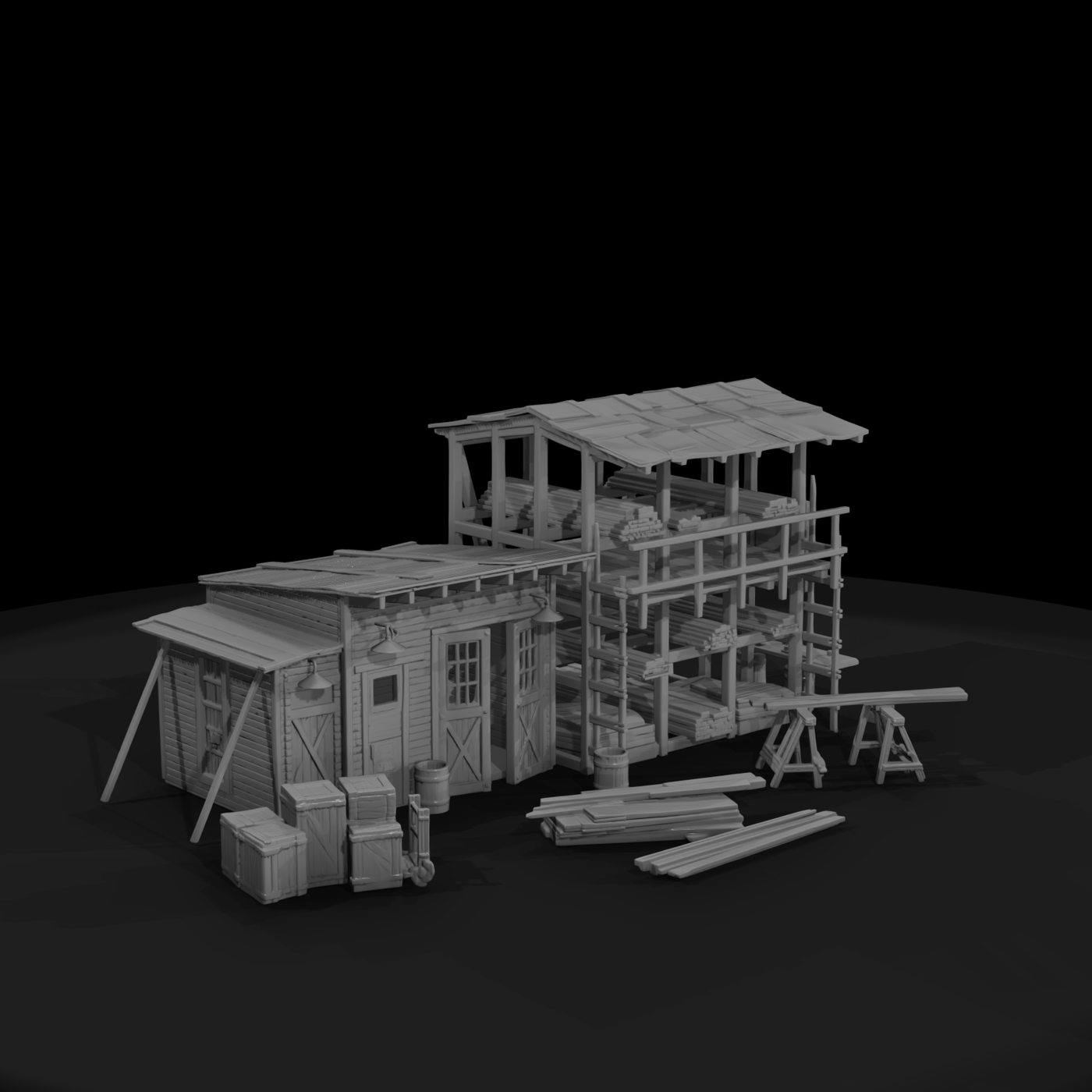 Open-Frame Lumber Yard Sawmill