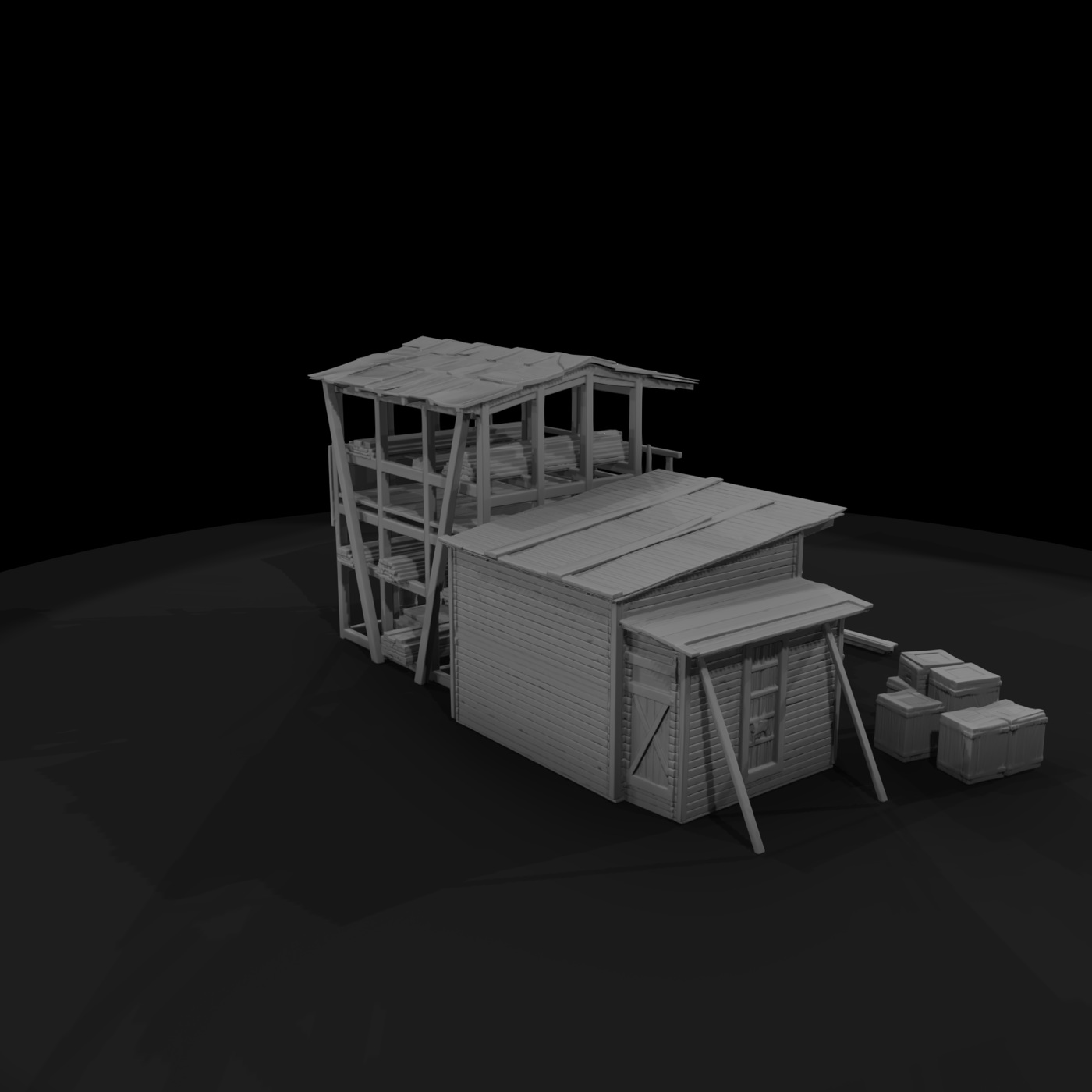 Open-Frame Lumber Yard Sawmill