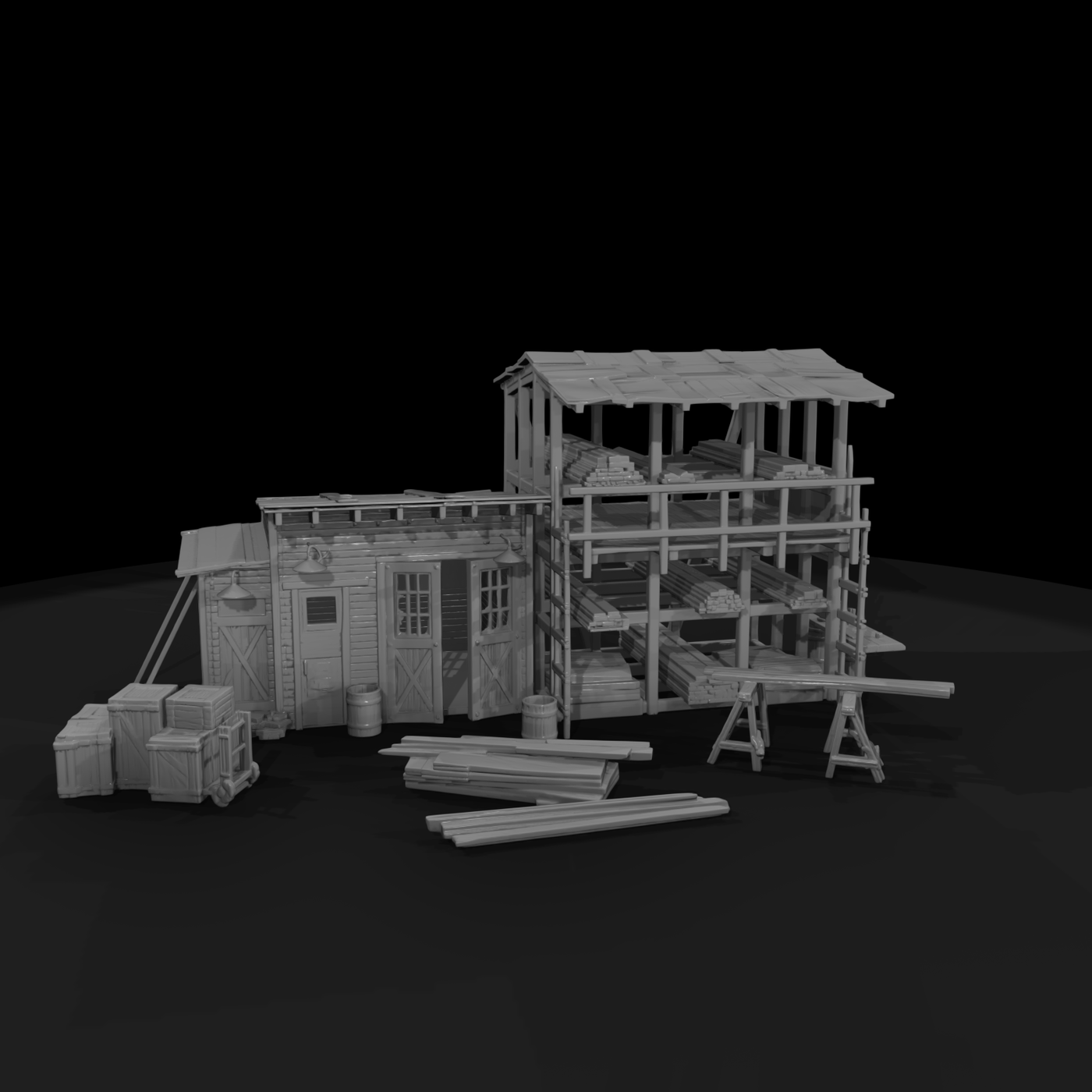 Open-Frame Lumber Yard Sawmill